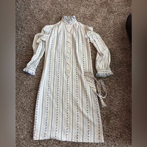 Vintage Schrader Sport for Neiman Marcus Blue Ruffle Neck Women’s Dress Size 8